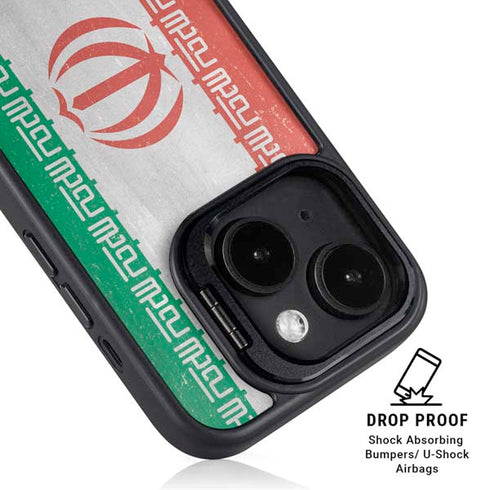 Iran Flag Distressed iPhone 14 Kickstand Case